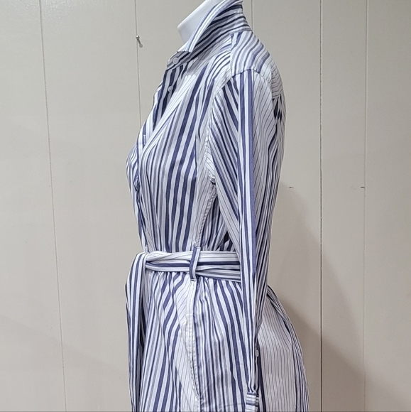 Striped Belted Midi Cotton Shirt Dress Womens Size XS - Picture 9 of 14